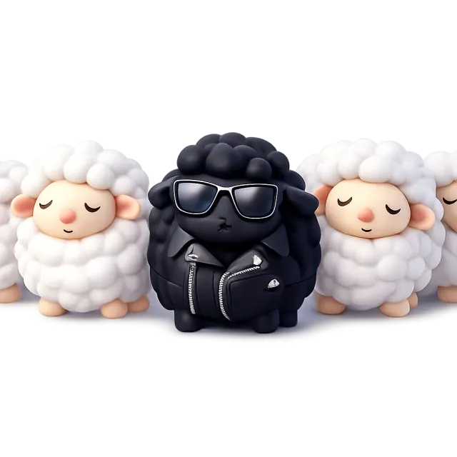 ภาพประกอบคำว่า black sheep (แกะดำ (คนที่แตกต่างจากครอบครัว))