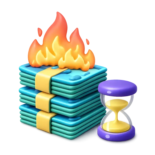 ภาพประกอบคำว่า burn rate (อัตราเงินที่ใช้หมดต่อเดือน)