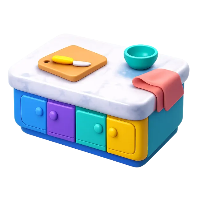 ภาพประกอบคำว่า countertop (เคาน์เตอร์ครัว (พื้นที่ด้านบน))