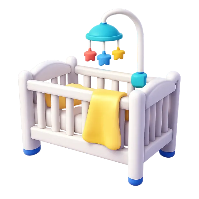 ภาพประกอบคำว่า crib (เปลเด็ก / เตียงเด็กมีราวกั้น)
