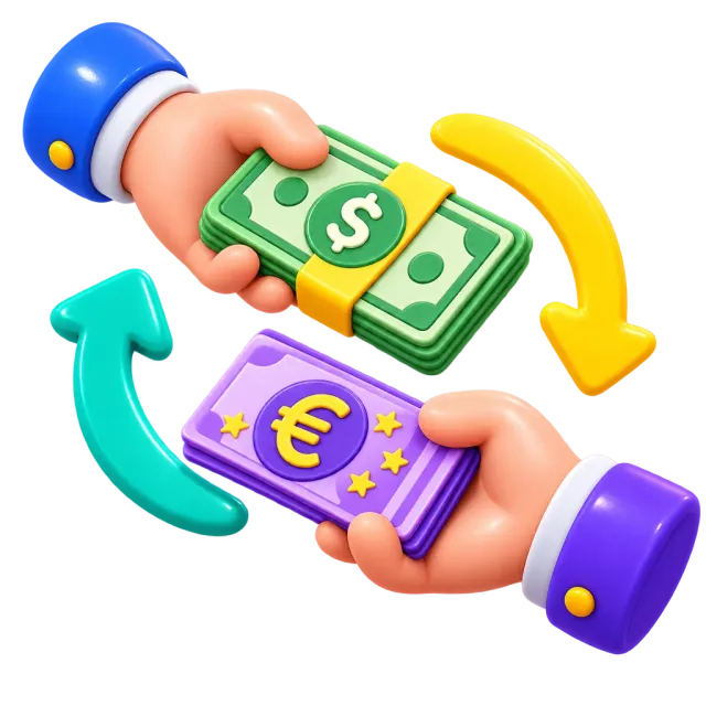 ภาพประกอบคำว่า currency exchange (ที่แลกเงิน / การแลกเปลี่ยนเงินตรา)