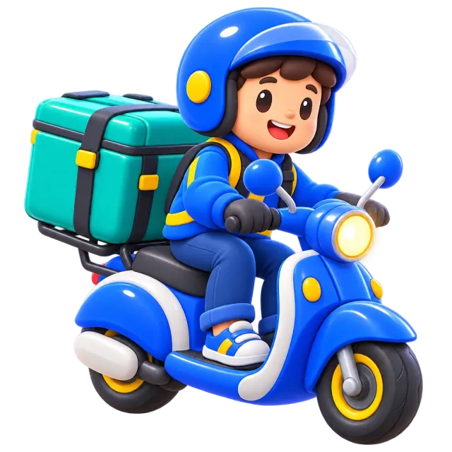 ภาพประกอบคำว่า delivery (การส่งอาหารถึงบ้าน / เดลิเวอรี)