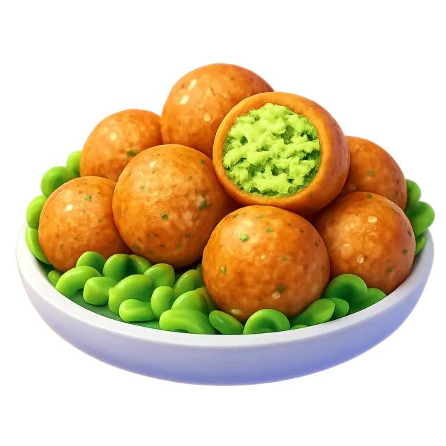 ภาพประกอบคำว่า falafel (ฟาลาเฟล (ถั่วบดทอด))