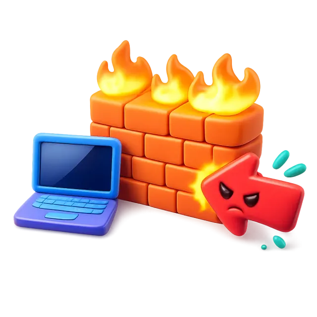 ภาพประกอบคำว่า firewall (ไฟร์วอลล์ / กำแพงกันผู้บุกรุก)