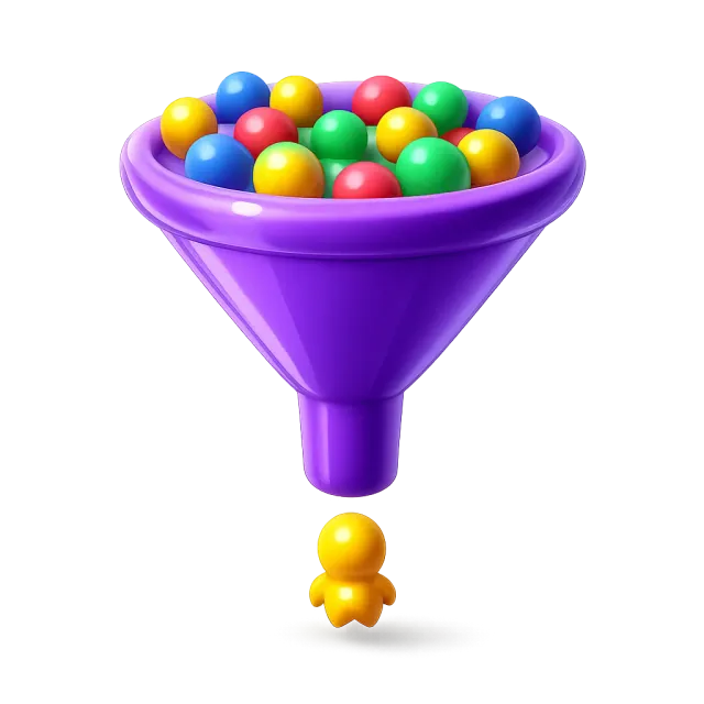 ภาพประกอบคำว่า funnel (กรวยการตลาด (คนลดลงทุกขั้น))