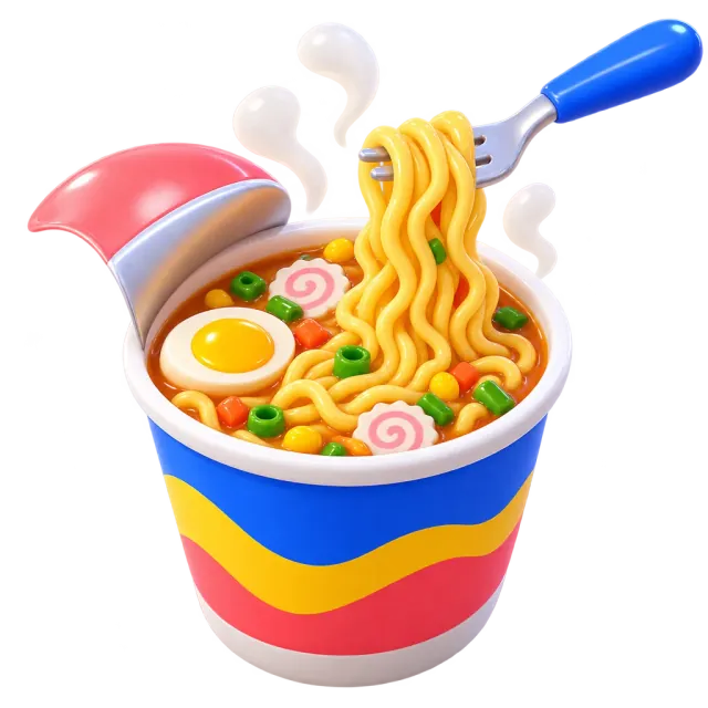 ภาพประกอบคำว่า instant noodles (บะหมี่กึ่งสำเร็จรูป / มาม่า)