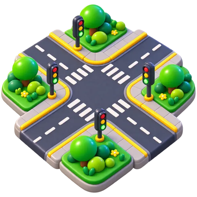 ภาพประกอบคำว่า intersection (สี่แยก)