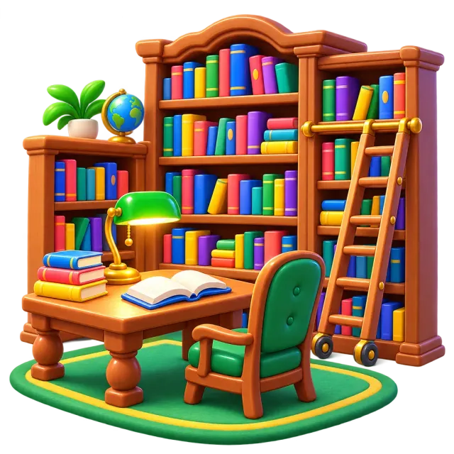 ภาพประกอบคำว่า library (ห้องสมุด)
