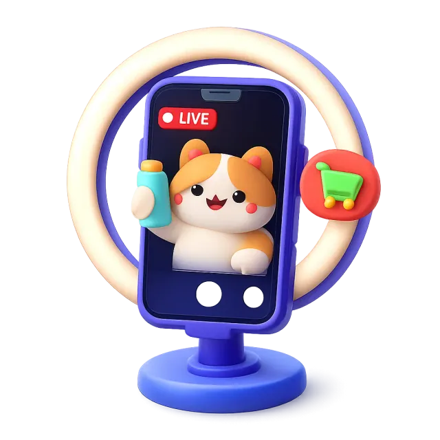 ภาพประกอบคำว่า live commerce (การขายของผ่านไลฟ์สด)