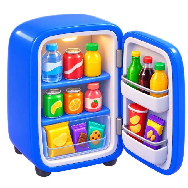 ภาพประกอบคำว่า minibar (มินิบาร์ (ตู้เย็นเล็กในห้อง))