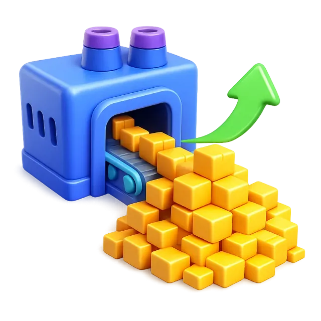ภาพประกอบคำว่า output (ผลผลิต / ปริมาณที่ผลิตได้)