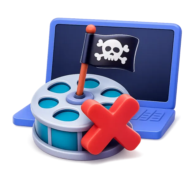 ภาพประกอบคำว่า piracy (การละเมิดลิขสิทธิ์ / ของเถื่อน)