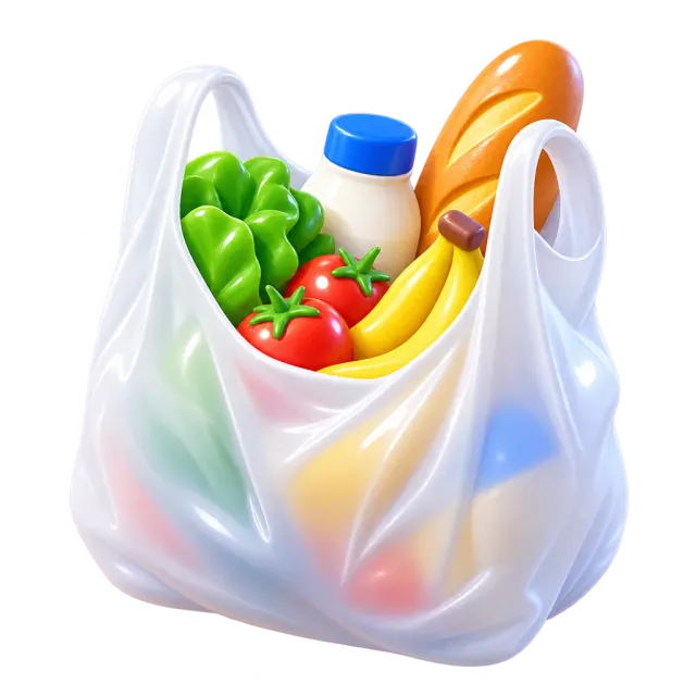 ภาพประกอบคำว่า plastic bag (ถุงพลาสติก)