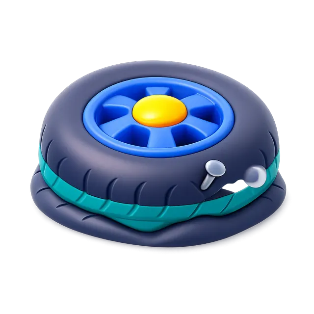 ภาพประกอบคำว่า puncture (ยางรั่ว)