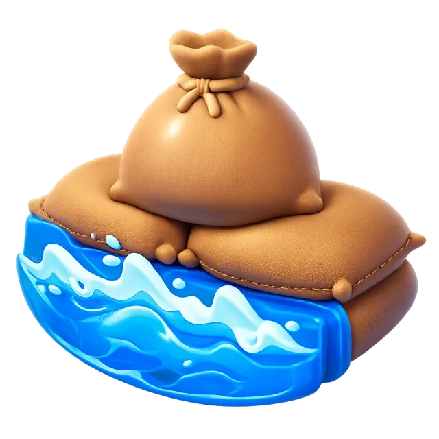 ภาพประกอบคำว่า sandbag (กระสอบทราย (กันน้ำท่วม))