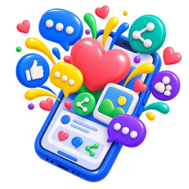 ภาพประกอบคำว่า social media (โซเชียลมีเดีย)