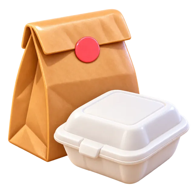 ภาพประกอบคำว่า takeaway (อาหารกลับบ้าน / ใส่กล่องกลับ)