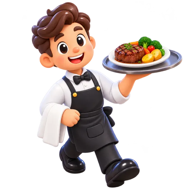 ภาพประกอบคำว่า waiter (พนักงานเสิร์ฟ (ชาย))