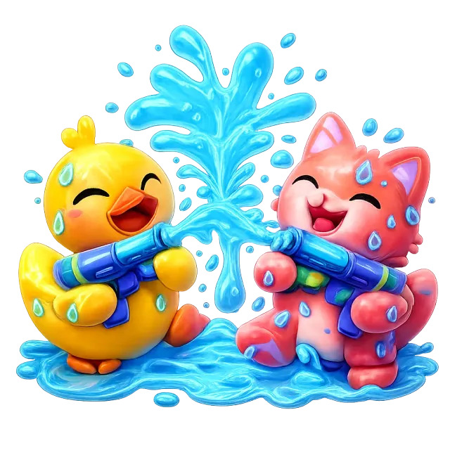 ภาพประกอบคำว่า water fight (การเล่นสาดน้ำ)