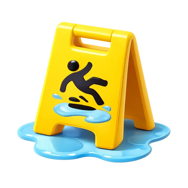 ภาพประกอบคำว่า wet floor (พื้นเปียก (ป้ายเตือน))